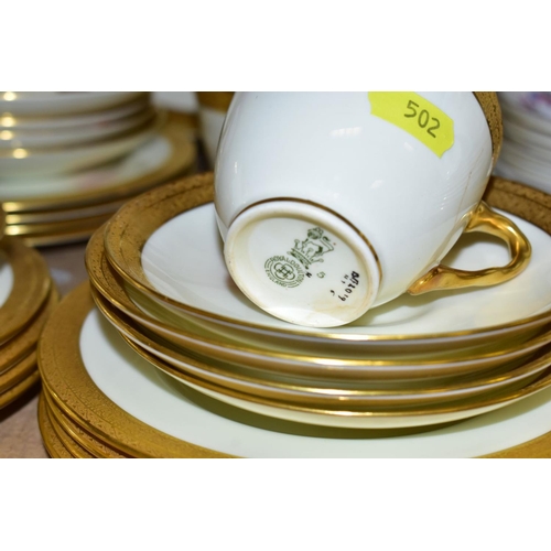 502 - FIVE ASSORTED PART TEA SETS INCLUDING A ROYAL DOULTON CREAM AND GILT PATTERN, No.BB2039/H2908, compr... 