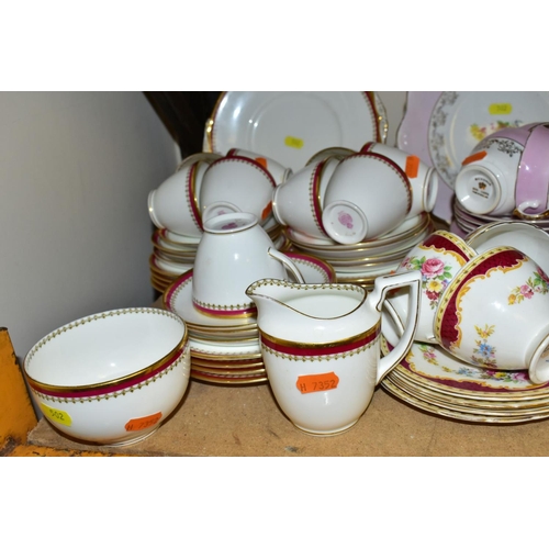 502 - FIVE ASSORTED PART TEA SETS INCLUDING A ROYAL DOULTON CREAM AND GILT PATTERN, No.BB2039/H2908, compr... 