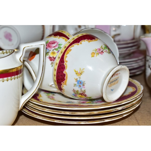 502 - FIVE ASSORTED PART TEA SETS INCLUDING A ROYAL DOULTON CREAM AND GILT PATTERN, No.BB2039/H2908, compr... 