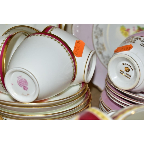 502 - FIVE ASSORTED PART TEA SETS INCLUDING A ROYAL DOULTON CREAM AND GILT PATTERN, No.BB2039/H2908, compr... 