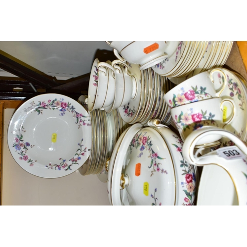 503 - A WEDGWOOD BONE CHINA 'DEVON SPRAYS' PATTERN DINNER SERVICE, comprising five graduated oval meat pla... 