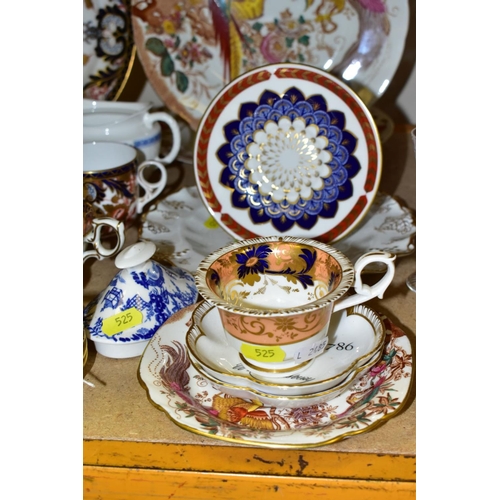 525 - A GROUP OF ASSORTED ROYAL CROWN DERBY PLATES, CUPS, SAUCERS, etc, including five assorted 19th and 2... 