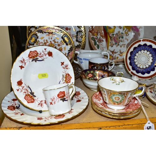 525 - A GROUP OF ASSORTED ROYAL CROWN DERBY PLATES, CUPS, SAUCERS, etc, including five assorted 19th and 2... 