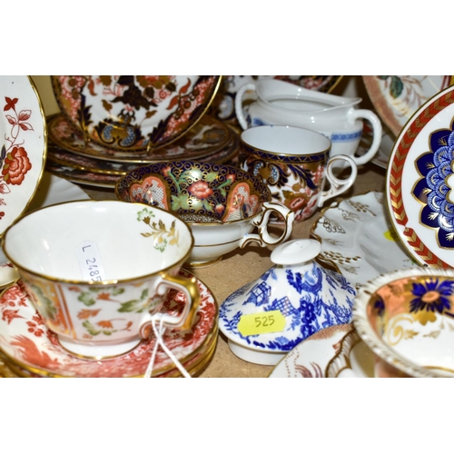 525 - A GROUP OF ASSORTED ROYAL CROWN DERBY PLATES, CUPS, SAUCERS, etc, including five assorted 19th and 2... 