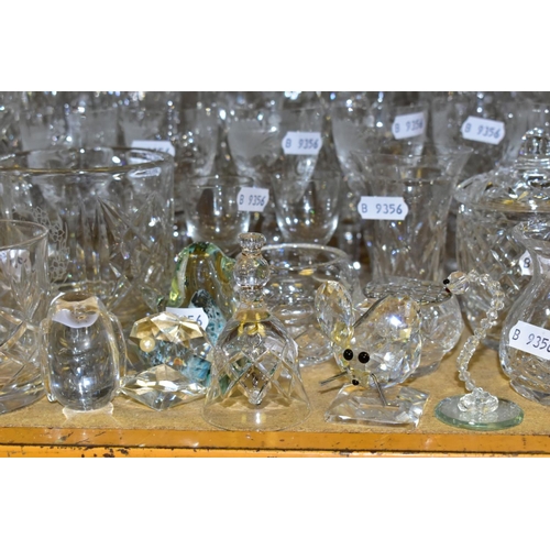 526 - A QUANTITY OF GLASSWARE, including a set of six Royal Brierley sherry glasses with etched floral des... 