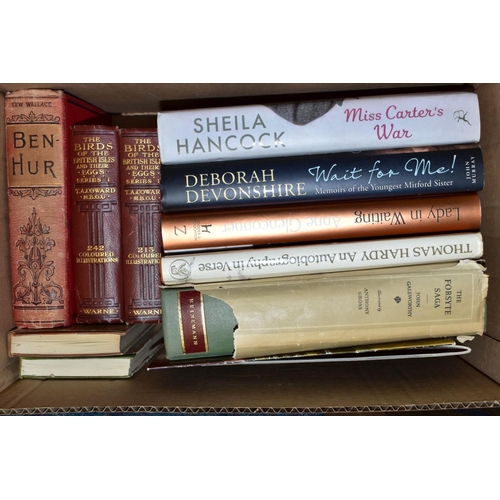 536 - BOOKS, approximately ninety titles in four boxes including Art and Antiques, Biography and Novels