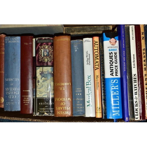 536 - BOOKS, approximately ninety titles in four boxes including Art and Antiques, Biography and Novels