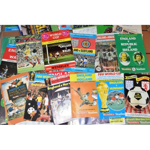 537 - A BOX OF FOOTBALL EPHEMERA, to include assorted F.A League Cup Final, England International programm... 