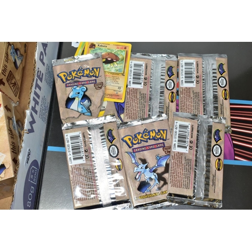 542 - SEALED POKEMON FOSSIL BOOSTER BOX, OPENED FOSSIL BOOSTER BOX AND A QUANTITY OF POKEMON CARDS, two fo... 