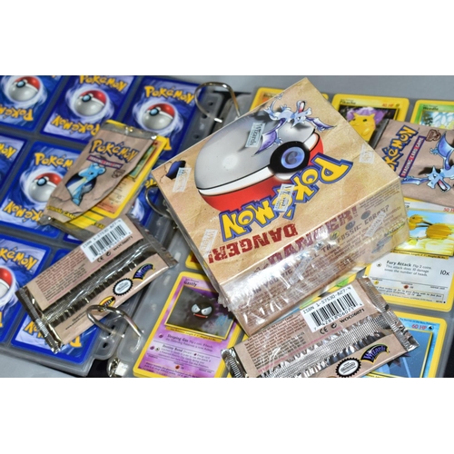 542 - SEALED POKEMON FOSSIL BOOSTER BOX, OPENED FOSSIL BOOSTER BOX AND A QUANTITY OF POKEMON CARDS, two fo... 