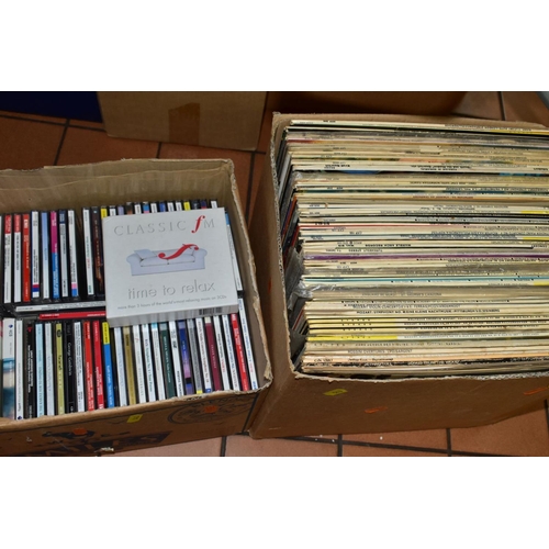 543 - THREE TRAYS AND A CASE CONTAINING A LARGE QUANTITY OF CLASSICAL LPs AND 78s along with two trays of ... 