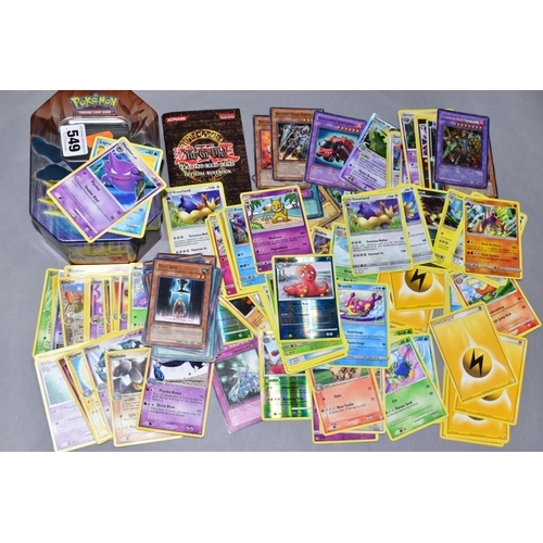 549 - A QUANTITY OF POKEMON CARDS - over one hundred Pokemon cards and over forty Yu-Gi-Oh cards, all stor... 