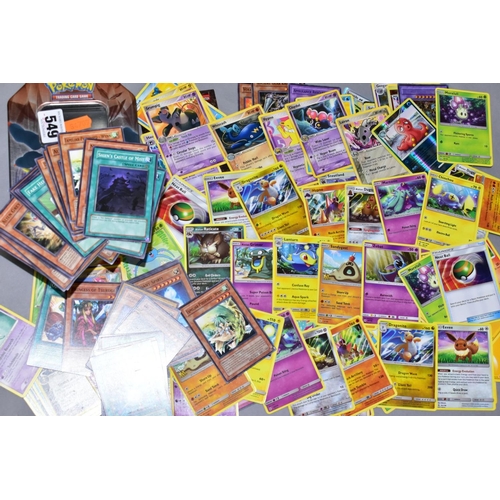 549 - A QUANTITY OF POKEMON CARDS - over one hundred Pokemon cards and over forty Yu-Gi-Oh cards, all stor... 