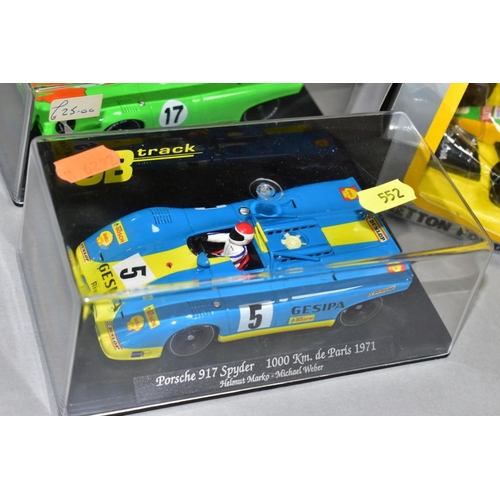 552 - TWO BOXED GB TRACK PORSCHE 917 SPYDER SLOT RACIING CAR MODEL,S Interserie 1971, No.GB3 and 1000 KM d... 