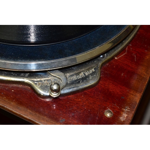 579 - A WIND-UP GRAMOPHONE, supplied by Ryland Huntley of Bath, possibly a HMV model, fitted with an acade... 