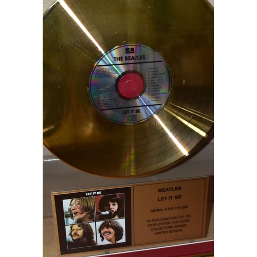 587 - THE BEATLES, THREE COLLECTORS SERIES LIMITED EDITION GOLD DISCS, comprising Sgt Pepper, Abbey Road a... 