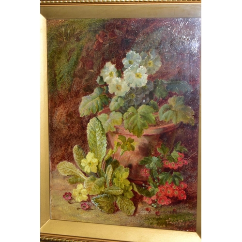 589 - VINCENT CLARE (1855-1930) a still life study of mixed flowers, signed bottom right, oil on board, gi... 