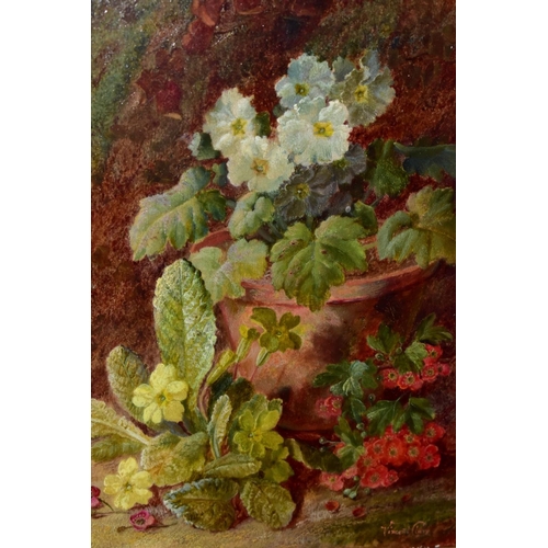 589 - VINCENT CLARE (1855-1930) a still life study of mixed flowers, signed bottom right, oil on board, gi... 