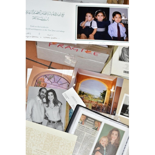 618 - A BOX OF EPHEMERA including items relating The Royal Family of the Hashemite Kingdom of Jordan, fami... 