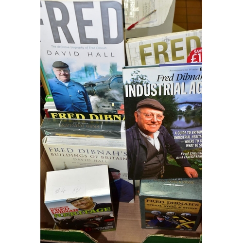 625 - FRED DIBNAH EPHEMERA, books, DVD's and a signed Fred Dibnah framed memorial poster