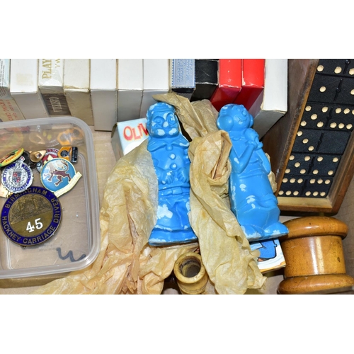 627 - A BOX OF SUNDRY ITEMS ETC, to include enamel pin and lapel badges - Send for Churchill, Walsall Spec... 