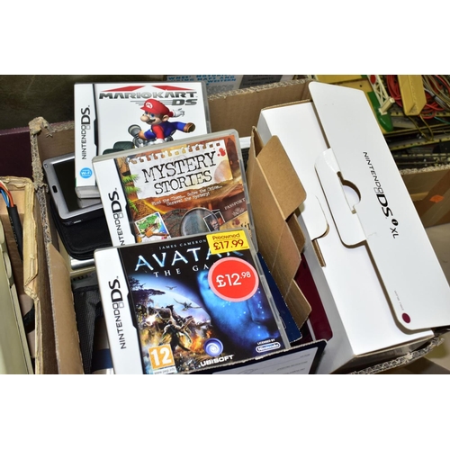 629 - GAMING AND CAMERAS ETC, comprising a Nintendo DS XL with case and box, wine red, three DS games, Can... 