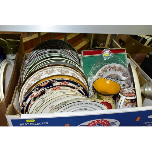 643 - FOUR BOXES OF CERAMICS, including a box of 19th and 20th Century miniature cups and saucers and coff... 