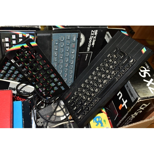 650 - A BOX OF RETRO GAMING EQUIPMENT AND ACCESSORIES, including a boxed Sinclair ZX Spectrum+ computer an... 