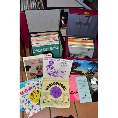 653 - FIVE CASES OF LP'S, 78'S AND SINGLES, mostly classical music and easy listening, very good to excell... 