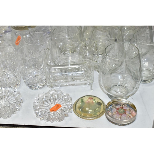 655 - VARIOUS CUT AND COLOLURED GLASSWARES, to include a boxed Sophie Conran for Portmerion decanter, two ... 