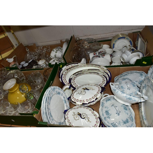 658 - FIVE BOXES AND LOOSE CERAMICS, GLASS, STONEWARE, ETC, to include Hornsea coffee wares, Royal Doulton... 