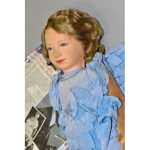 665 - A CHAD VALLEY PRINCESS ELIZABETH DOLL, pressed felt head, painted features, blue glass eyes, velvet ... 