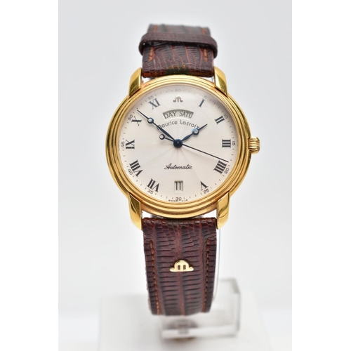 67 - A GENTS AUTOMATIC MAURICE LACROIX WRISTWATCH, round champagne dial signed 'Maurice Lacroix', Roman n... 