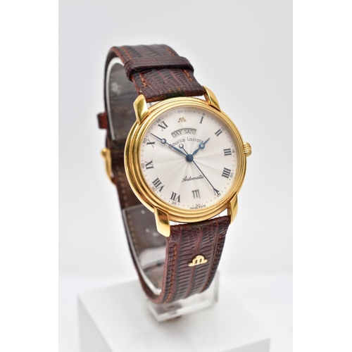 67 - A GENTS AUTOMATIC MAURICE LACROIX WRISTWATCH, round champagne dial signed 'Maurice Lacroix', Roman n... 