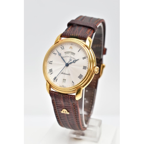 67 - A GENTS AUTOMATIC MAURICE LACROIX WRISTWATCH, round champagne dial signed 'Maurice Lacroix', Roman n... 