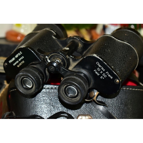 673 - SEVEN PAIRS OF BINOCULARS, comprising Busnell National Audubon Society 10x42, Antoria Paris 8x30, Fr... 