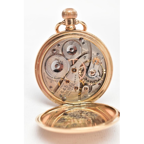 68 - A SILVER OPEN FACE POCKET WATCH, ALBERT CHAIN AND A GOLD-PLATED OPEN FACE WALTHAM POCKET WATCH, the ... 