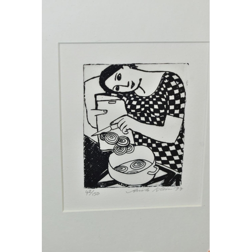 681 - ANITA KLEIN (AUSTRALIAN/BRITISH 1960) 'SLICED ONIONS' a limited edition lino cut print of a female f... 