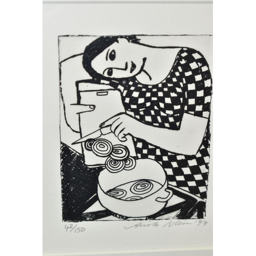 681 - ANITA KLEIN (AUSTRALIAN/BRITISH 1960) 'SLICED ONIONS' a limited edition lino cut print of a female f... 