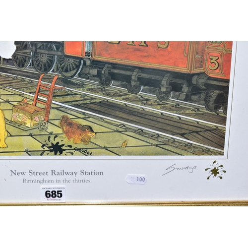 685 - RON 'SMUDGE' SMITH (BRITISH 20TH CENTURY) 'NEW STREET STATION' a limited edition print of Birmingham... 