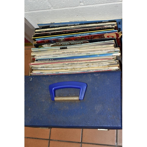 715 - TWO TRAYS CONTAINING APPROXIMATELY ONE HUNDRED AND FIFTY LP'S AND SINGLES, including Face to Face by... 