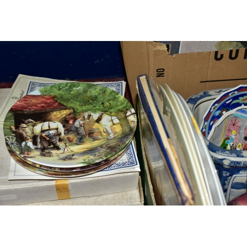 729 - CERAMICS AND PICTURES, ETC, to include two Portmeirion Botanic Garden shallow dishes, largest approx... 