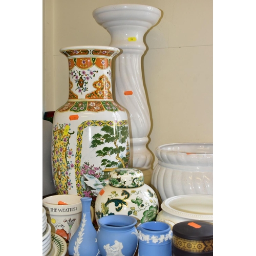 733 - A MIXED LOT OF CERAMICS, ETC, to include Portmeririon 'Botanic Garden', Wedgwood jasperware and cera... 