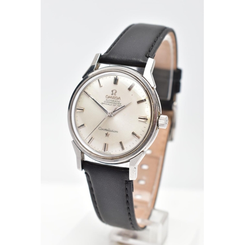 74 - A GENT'S AUTOMATIC OMEGA CONSTELLATION WRISTWATCH, round silver dial signed 'Omega automatic chronom... 