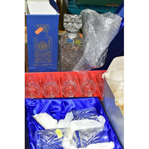 747 - THREE BOXES GLASSWARES, CERAMICS, SUNDRIES ETC, to include a Westminster chimes mantel clock (K&P), ... 