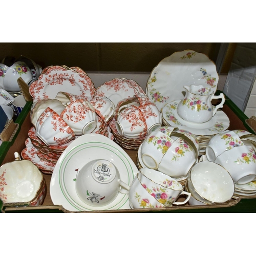 756 - FOUR BOXES OF TEAWARES, VASES, ORNAMENTS, ETC, to include Spode 'Cutie-Kitten' cup and saucer and tr... 