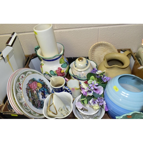 764 - FIVE BOXES AND LOOSE CERAMICS AND GLASSWARE, including a Foley China part tea set, some pieces a.f, ... 