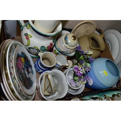 764 - FIVE BOXES AND LOOSE CERAMICS AND GLASSWARE, including a Foley China part tea set, some pieces a.f, ... 