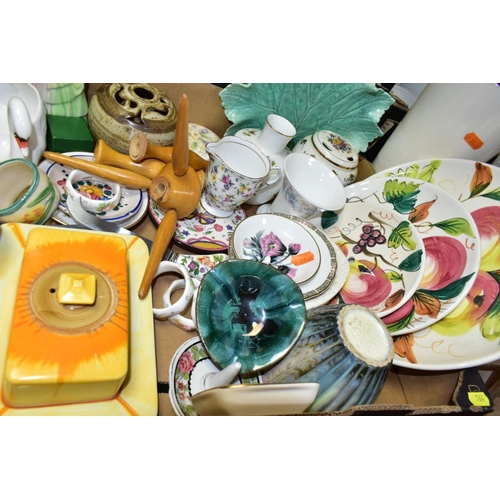 764 - FIVE BOXES AND LOOSE CERAMICS AND GLASSWARE, including a Foley China part tea set, some pieces a.f, ... 