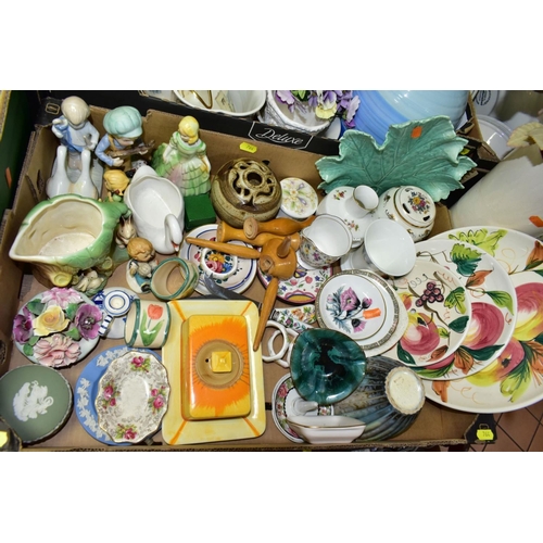 764 - FIVE BOXES AND LOOSE CERAMICS AND GLASSWARE, including a Foley China part tea set, some pieces a.f, ... 